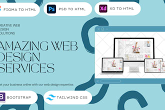 convert figma to HTML, PSD to HTML, xd to HTML responsive