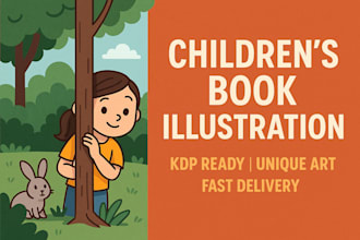 create a children storybook illustrations with eye catching cover design