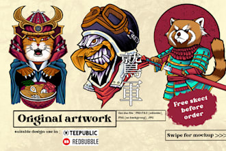 draw animal illustrations for sticker pin and etc