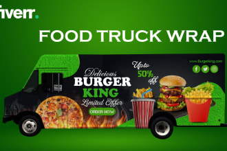 design stylish food truck wrap, box truck wrap and trailer wrap design