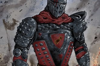 draw rpg, knight, medieval, game, character illustration