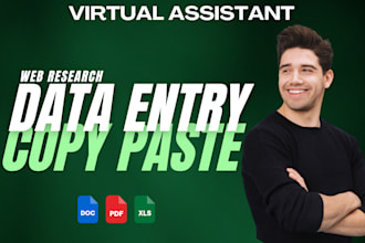 do data entry, targeted lead generation, copy paste, and web research