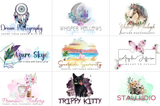 create feminine, signature, watercolor logo for your brand
