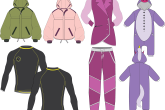 create professional fashion technical sketch and flat sketch
