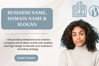 give creative brand domain name, business name, logo and slogan for businesses
