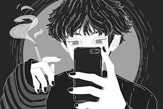 draw anime in my unique monochrome style