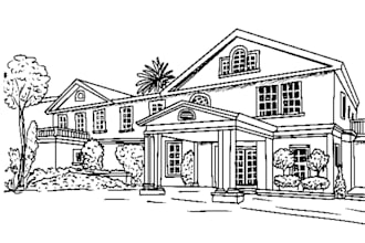 draw detailed building sketch or building line art from your image
