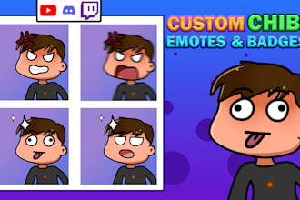 create cute and chibi twitch emotes and badges for you
