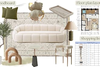 create moodboard, floorplan and shopping list for your space