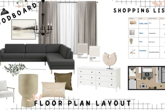 create shopping list, layout and mood board for you