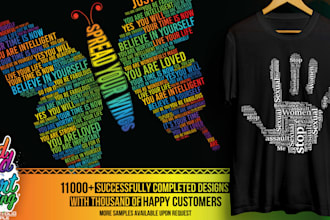 do a custom word cloud or typography t shirt logo design