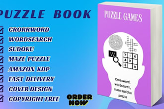 do crossword, word search maze sudoku game book, instagram puzzle for KDP