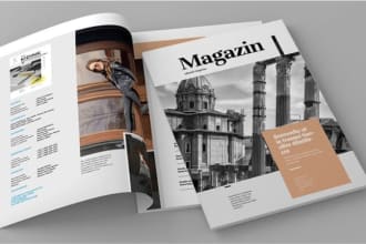 design a professional fashion magazine layout, magazine cover and lookbook