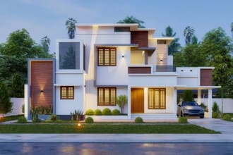 draw house elevation design and 3d exterior rendering