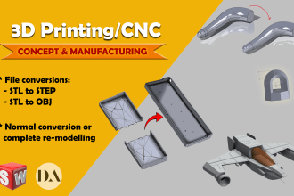 model for 3d printing, cnc, and convert stl files to step