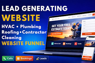 design roofing, hvac, plumbing, cleaning, contractor website to generate leads