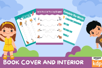 create kids coloring book cover kids activity book interior cover design for KDP