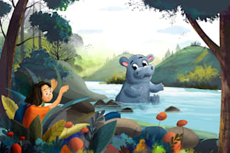 create custom children book and flat illustration