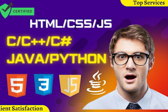 do html css javascript cpp python and java projects