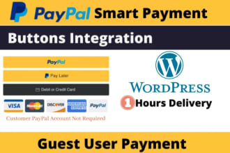 integrate paypal  smart buttons on shopify and wordpress in less than 1 hour