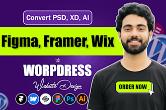 convert figma, canva, psd, wix, webflow, shopify, framer to wordpress website