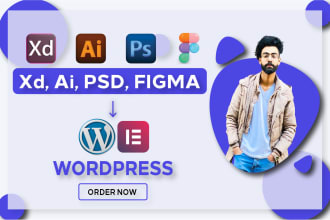 clone, convert xd, ai, psd, figma to wordpress website using elementor pro