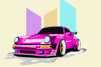 create custom car vector illustration and automotive artwork