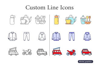 design custom line icon set for your product in vector outline style