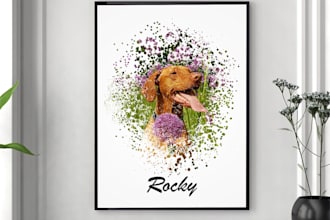 turn your dog photos to splatter potraits