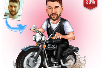 draw super caricature motorcyclist,gift for motorcycle riders