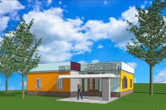 draw 3d models in sketchup or revit, architectural elevations, sections