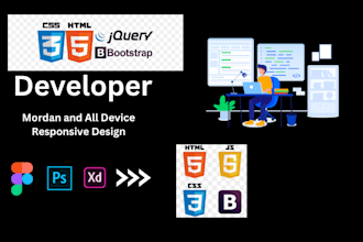 convert PSD, figma to html CSS bootstarp tailwindcss website