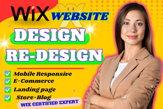 do wix website design, wix website redesign, wix landing page, wix store or blog
