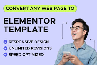 clone, copy any web page into responsive elementor template