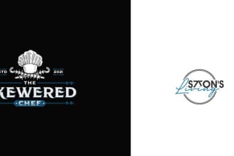create food restaurant skewered poke dom minimalist logo design