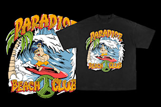 design beach and surf skate illustration for clothing