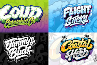 design cannabis logo, hand drawn weed lettering