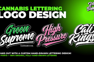 design custom cannabis lettering logo, weed typography art