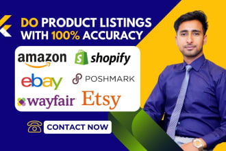 list and upload products on amazon, etsy, shopify, wayfair and ebay lister