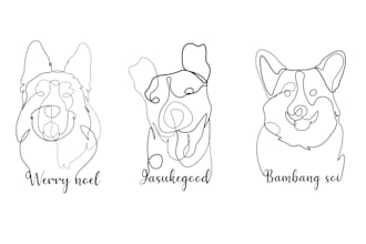 draw your dogs or any pets into line art portrait my style