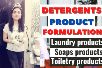 develop a product formulation of soaps, detergents, laundry or toiletry products