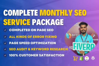 complete monthly SEO service package for wordpress, wix with google top ranking