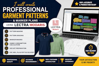 create professional garment patterns and marker plan using lectra modaris