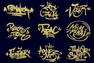 make graffiti tag with spray paint textures for your logo