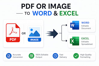 do PDF or image to word and excel, word and excel data entry