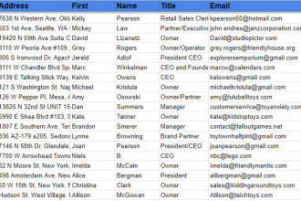 do excel data entry, , web research, web scraping, contact list, finding email