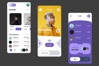 design mobile app UI UX, crypto wallet, nft marketplace, and fintech apps
