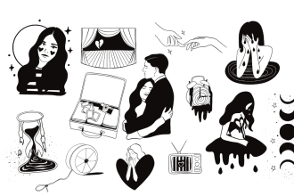 draw custom black and white hand drawn line art illustration