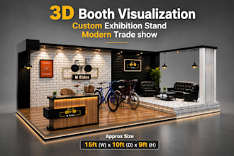 design custom exhibition booth, trade show booth and 3d mockup
