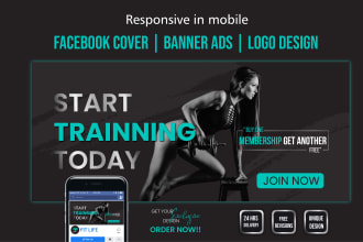 design facebook cover photo, youtube banner, business logo